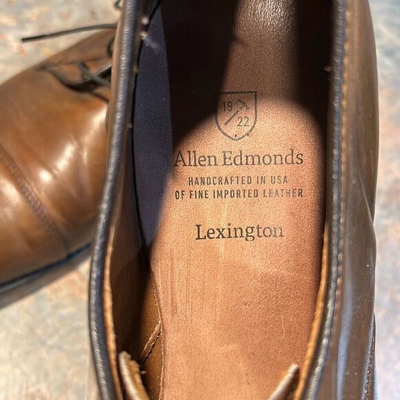 Allen Edmonds Lexington Brown Leather Captoe Derby Loafers Sz 9 - Picture 2 of 13